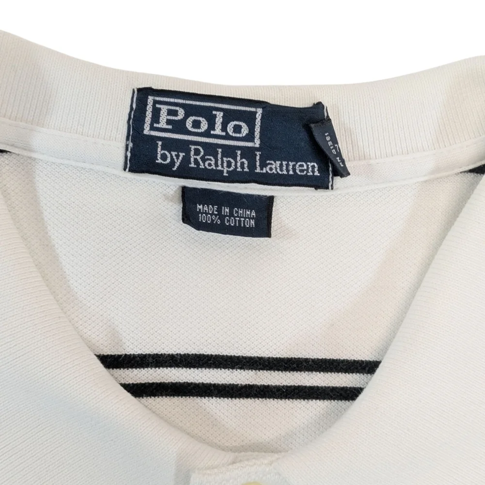 Polo by Ralph Lauren Men's White & Black Strips Short Sleeve Cotton Shirt Sz.XL